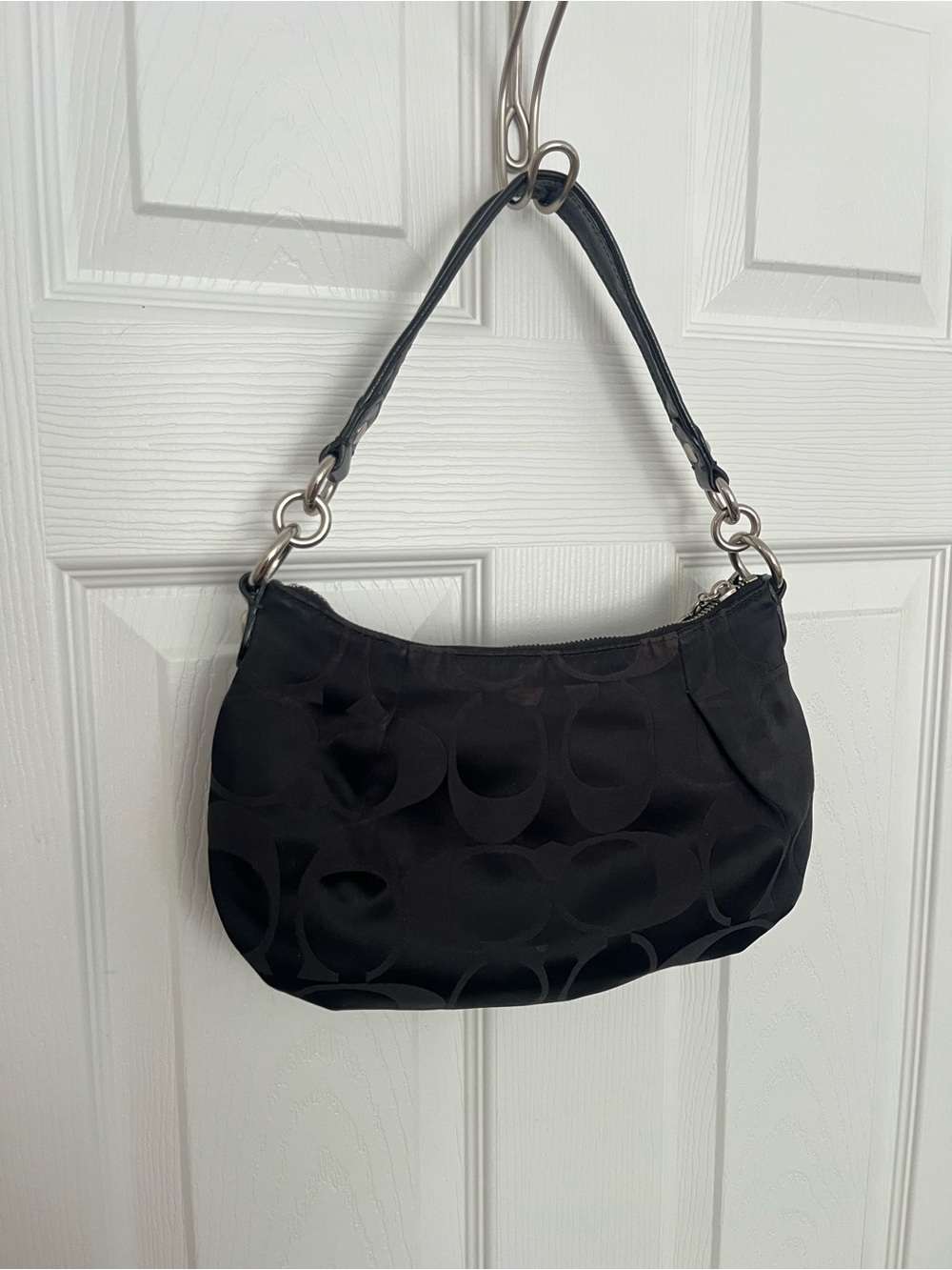 Coach Poppy Black Signature Jacquard Shoulder Bag Silver Hardware Y2K - Picture 8 of 14